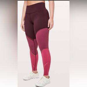 Lululemon Colour Me Ombre Leggings Dark Adobe / Blush Berry / Violet Red